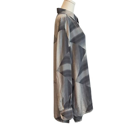 Vtg‎ VITALIANO ITALY SIlk Shirt Mens 2XL Geometric Artsy Grandpa Nerdcore 90s - Picture 4 of 9